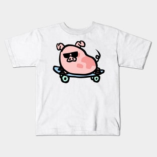 Cool Cartoon Piggy Skating Kids T-Shirt